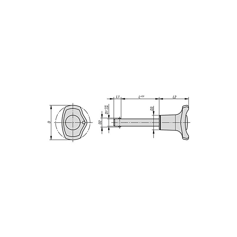 Toggle Ball Nyloc Locking Pin Shape A THERMOPLASTIC, Diameter 6