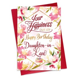 FLYAB Birthday Card for Women - 5.5"x8" Flower Daughter in Law Birthday Card with Envelope Your Happiness Warm Wishes Daughter in Law Gifts for Her Girl Women