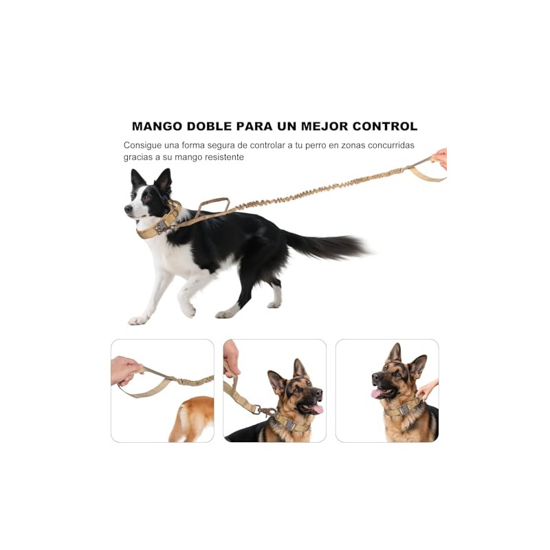 Collar para Perro Táctico Resistente y Ajustable con Correa Táctica