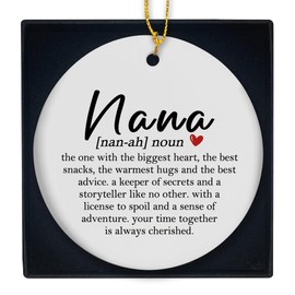 KSDUT Nana Definition Gifts Ornament - Best Nana Ceramic Ornament Keepsake, Grandma Gifts for Women Ceramic Decor for Christmas Tree, Grandma Decoration Hanging Ornament