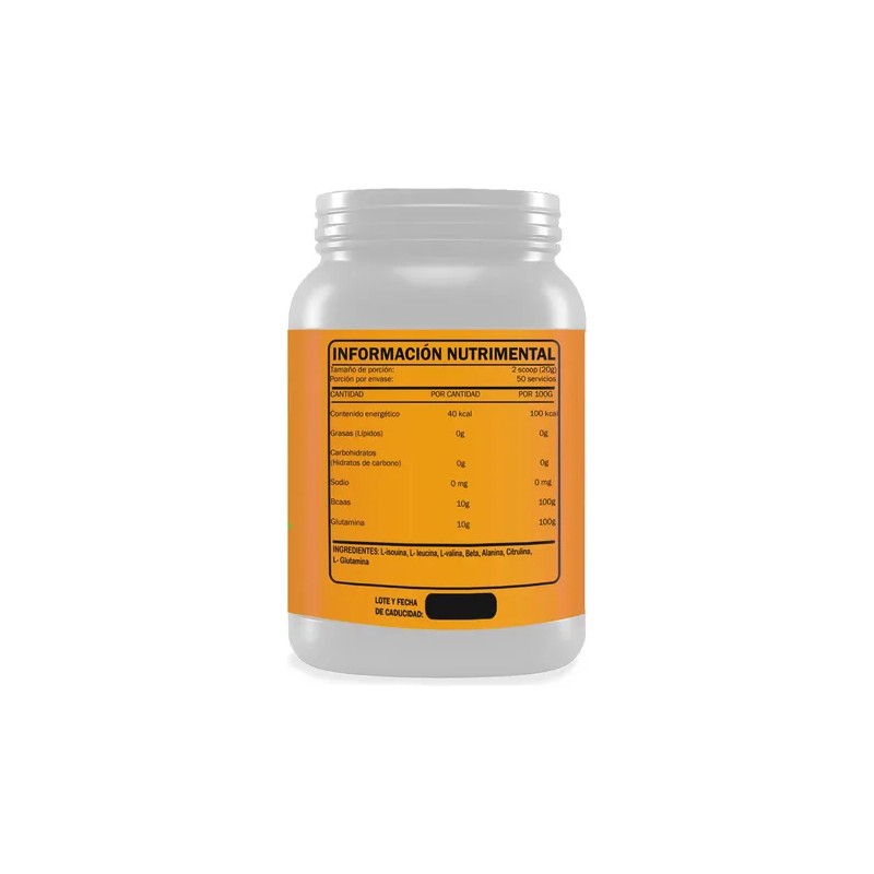 Suplemento Bcaas Glutamina 1kg Citrine Nutrition 50servis