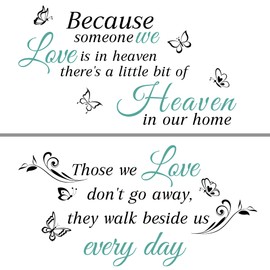 Quotes Saying Wall Decals Because Someone We Love is in Heaven Decal Peel and Stick Lettering Words Wall Stickers Memory Wall Decals Vinyl Inspirational Religious Wall Decal For Home Family Room Decor