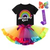 K-Acc Rainbow Birthday Girl Outfit – Shirt, Tutu Skirt, Hair