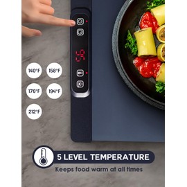 Leburry Warming Mat - Rollable/Portable Electric Warming Tray with Timer, Heating and Child Locks Control Feature - Silicone Heating Pad for Kitchen, Party, Buffet - Food Warmer Mat for Camping,Travel