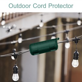 Extension Cord Cover Outdoor, 8 Pack IP54 Water-Resistant Power Cord Protector Electrical Connection Box Outside Weatherproof Cable Safety Cover for Electronics Plug Outlet Tool Holiday Light, Green