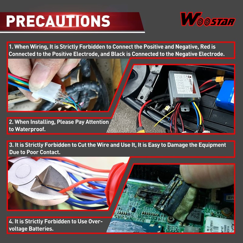 WOOSTAR Motorcycle Speed Controller 24V 500W Replacement for Electrical Scooter