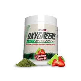 EHPlabs OxyGreens Daily Super Greens Powder - 30 Serves - Gut Cleanse Detox & Digestion Supplement, Organic Fibre, Prebiotics spirulina Edible Dietary:_Strawberry Margarita_30 Serves