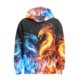 Okiretin Boys Girls Dragon 3D Graphic Hoodies Cool Unisex Casual Pullover Hooded Sweatshirts With Big Pocket for Kids