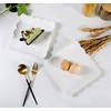 YBK Tech Elegant Square Embossed Lace Plate, Ceramic Serving Plate