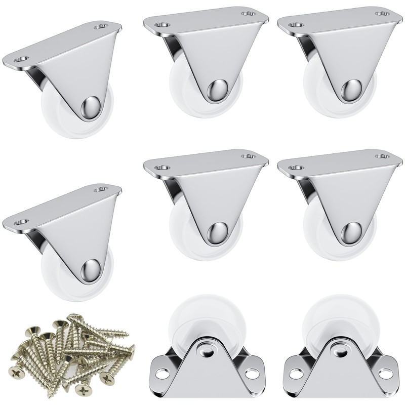 8 PCS White Casters for Furniture,30mm(1.25 inch) Small-size Castor Wheels