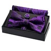 JEMYGINS Men's Paisley Pattern Bow Tie, Cuffs, Buttons, Handkerchief Set,