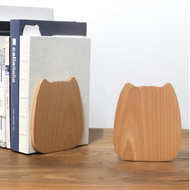 Kaenarie Bookends, Wooden Bookends, Simple Design, Stylish, Cute, Learning for Children (Owl, Beech (Beach), Set of 2