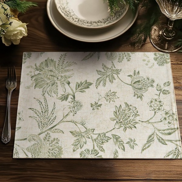 JINCHAN Floral Placemats Set of 4 Farmhouse Linen Placemats Cloth