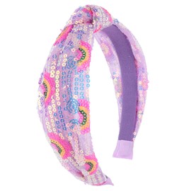 TIOSRU Purple Sequins Headbands for Girls, Glitter Rainbow Girls Headbands Cute Knotted Head Band for Women Teens Sparkle Girl Hair Accessories