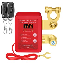 Lizekm Kill Switch for Car - Remote Battery Disconnect Switch 12v, 240A, Upgrade Smart Voltage with LED Screen, Anti-Theft, Prevent Battery Drain (red)