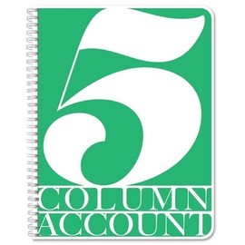 BookFactory 5 Column Ledger Book/Account Book/Accounting Ledger/Notebook Five Columns Columnar Accountant Book Format - 100 Pages, 8.5" x 11", Wire-O (ACT-100-7CW-PP(Accounting-5)-AX)