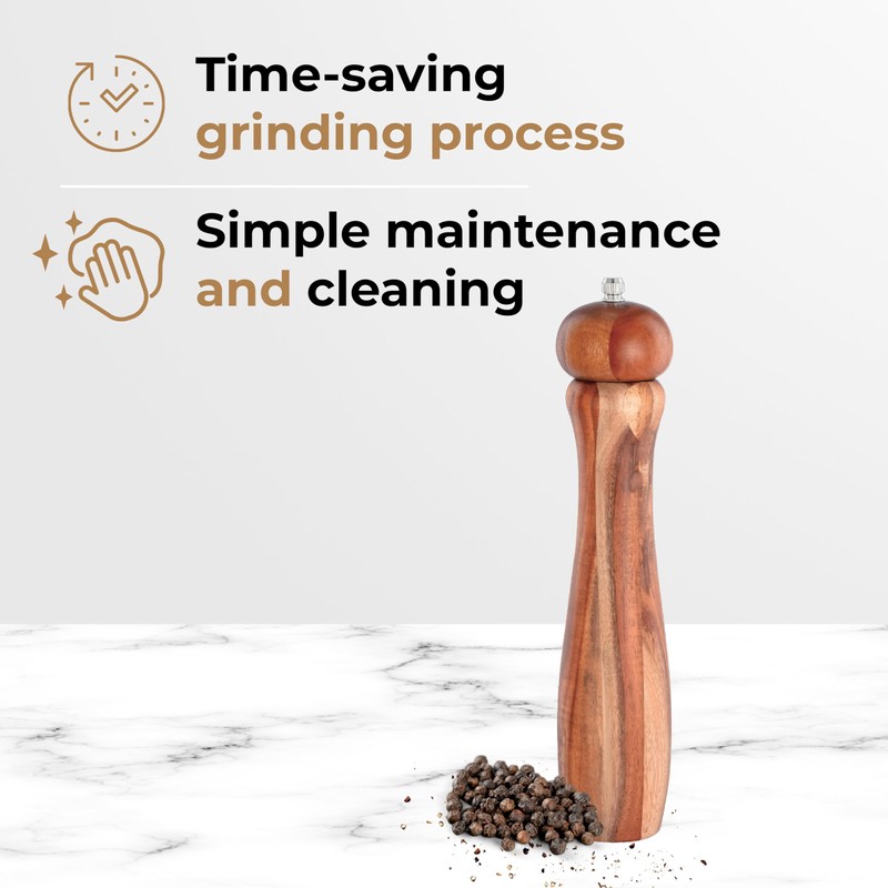 JS Gourmet Acacia Light Wood Pepper and Salt Mill Grinder