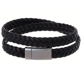Buckle Multi-circle PU Leather Braided,Simple Fashion Couple Magnetic Buckle Bracelet