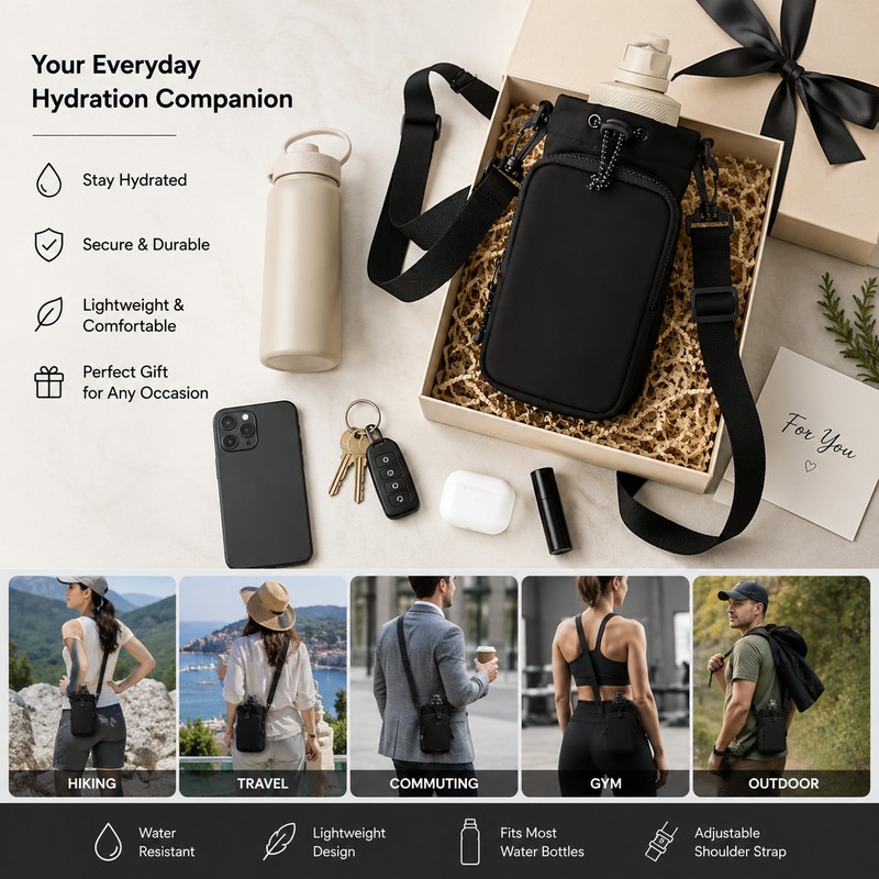 Water Bottle Crossbody Bag for Travel & Sports – Insulated