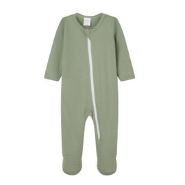 Hajakadas-Y Baby Boys' Girls' Cotton Sleep and Play Pjs, Snug Fit Footed 2-Way Zip Closure Coveralls,Pajamas Withe Feet Pack of 3 (Sage/D.Grey/L.Grey, 6-9 Months)