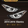 CNNELL Projector LED DRL Headlights Compatible with Hyundai Elantra 2014-2016