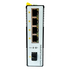 JM-Byte 5-Port Gigabit Industrial DIN-Rail Ethernet Switch, 4 Ports RJ45 10/100/1000Mbps Ethernet, 1 SFP Uplink, Unmanaged Network Switch, 10Gbps Switching Capacity, IP40 Rated (JM-IN2053-G)
