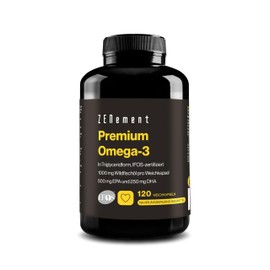 Premium Omega 3 IFOS Triglycerides with High Bioavailability - 1000 mg EPA + 500 mg DHA per Daily Dose - Fish Oil from Wild Cart FOS Certified - 120 Capsules