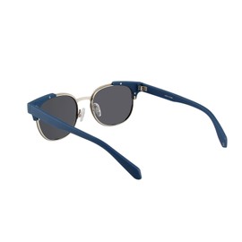 KENBO - anteojos de sol polarizadas para hombres y mujeres, marco 3/4 sin montura retro, con bloqueo UV, Marco azul de metal B-plateado/lente plateada (espejado), 53-17-142