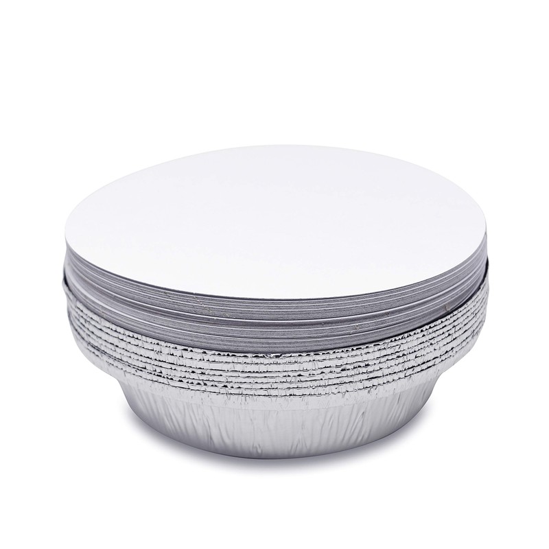 (60 Pack) Premium 7-Inch Round Foil Pans with Board Lids