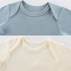 MAMIMAKA Baby Boys Short Sleeve Bodysuit Baby Grow Cotton Vest 5-pack,6-9 Months