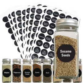 VANANA 400 Chalkboard Spice Label Preprinted Black Chalk Sticker Water Resistant Stickers340 Spice Names+60 Blank Labels Pantry Storage Organization for Jars Bottles Canisters Food Storage Containers