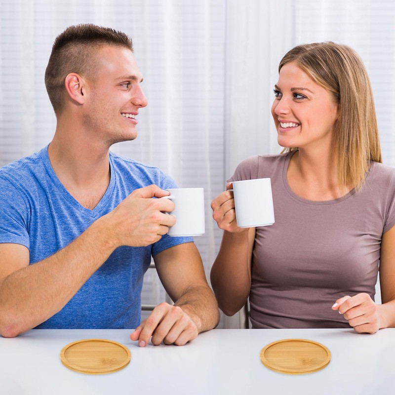 sourcing map 4PCS Mosaic Bamboo Coasters, 3.7 Inch Blank Base