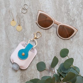 Studio Oh! Studio Oh! Hand Sanitizer Holder with Travel Bottle Refillable Mini Bottle in Floral Moth with Portable Keychain Holder Keeps Hands Clean & Germ-Free