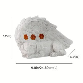 Angel Dog Memorial Resin Sculpture with Wings & Paw Prints, Sleeping Puppy Statue for Pet Loss, Comforting Gift for Dog LoversColor: As picture, Size: One Size