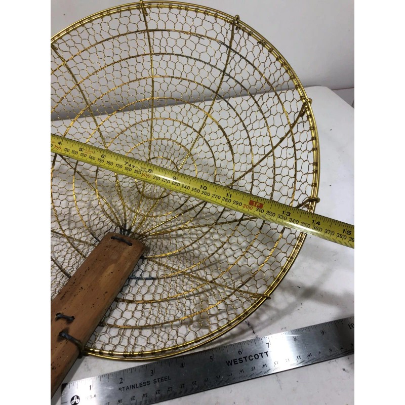 Unbranded Brass Chinese Restaurant 14" Spider Skimmer with Bamboo Handle