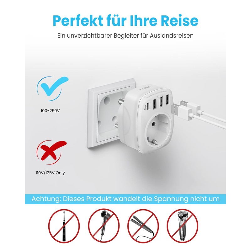 1PC Germany to South Africa Adapter, Travel Adapter Type M