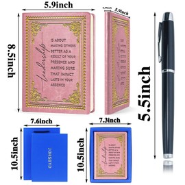 Pink A5 Leadership Gift Faux Leather Vintage Notebook Boss Appreciation Gift,Hardcover Executive Notebook for Women Men,200 Pages 100 Gsm Thick Ruled Paper With Pen,Thank You Gifts Retirement Gift for Leader Boss Mentor Supervisor (leadership Pink)
