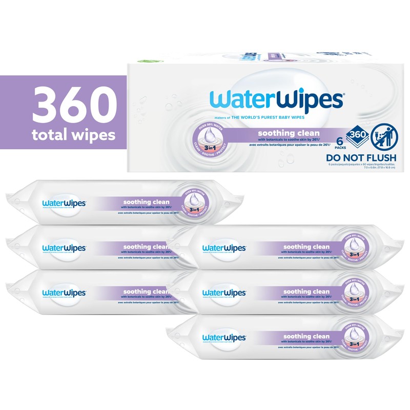 WaterWipes Soothing Clean Baby Wipes, 99% Water-Based Formula with Botanical