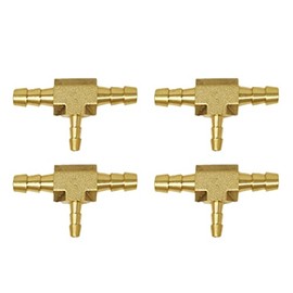 Brass Barb Tee Fitting 1/4" x 1/4" x 1/8" (Set of Four)