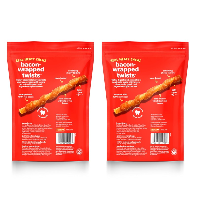 Hartz New Oinkies Bacon Wrapped Twists, Real Meaty Chews with