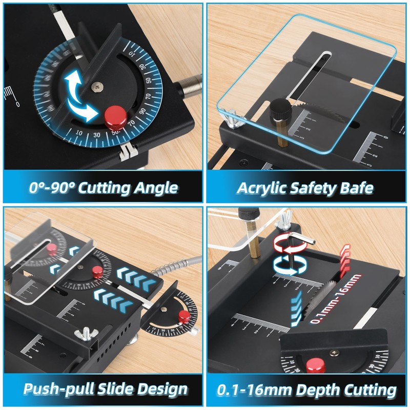 Adjustable Mini Table Saw for Woodworking, Portable Craft Saw with