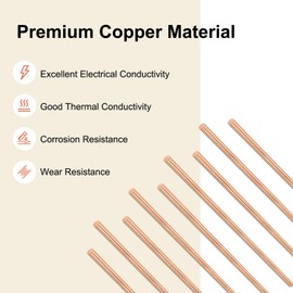 M METERXITY 3-Pack Copper Round Rod 1.5mm Dia. 11.81 Inch Length T2 Stock Solid Rod Lathe Bar for Metal Crafts DIY/Gardening/Industry/Decoration Pure Copper Tube