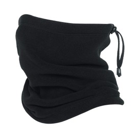 Oscenny Tube Scarf Men Women Drawstring 350g Thick Stretch Polar Fleece Washable Heavy Cold Weather Skiing Cycling Motorcycle Running Cycling Autumn Winter, black