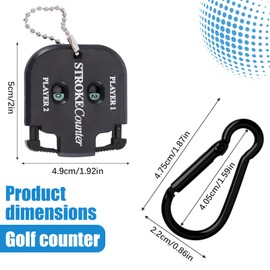 Mirrwin Golf Result Counter, Golf Counter for 2 Players Result Indicator with Key Chain and Carabiner Score Counter, Hand Counter, Player Strike Counter for Golf Goalkeeper, Black