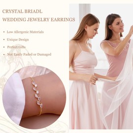 Wedding Bracelet for Women Brides Bridesmaid Bracelets Silver Rhinestone Link Chain Bracelets Adjustable Wedding Jewelry Accessories