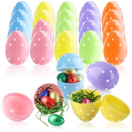 com-four® 24 x Filling Egg – Colourful Plastic Eggs for Filling and Hanging – Hollow Plastic Eggs for Easter – Empty Easter Eggs for Surprises and Small Gifts – Plastic Hollow Body (Dots)