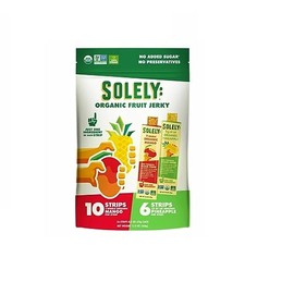 Solely Organic Fruit Jerkey 10 Strips Mango 6 Strips Pineapple No Added Sugar No Preservatives Low Callories (Total 16 Strips)