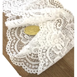 Diadema de encaje floral de color blanco con borde festoneado hecho a mano ShariRose (blanco fantasía floral)