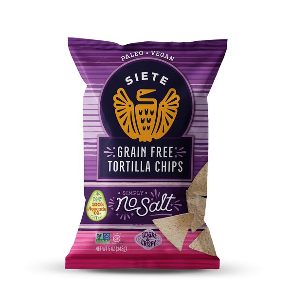 Siete No Salt Grain Free Tortilla Chips, 5 oz bags, 12-Pack