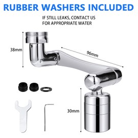 Tap Aerator Attachment, 1080° Rotatable Tap Aerator with Mixing Nozzle, 2 Jets, Water-Saving Screen Jet Regulator, Universal Aerators for Taps Kitchen/Bathroom